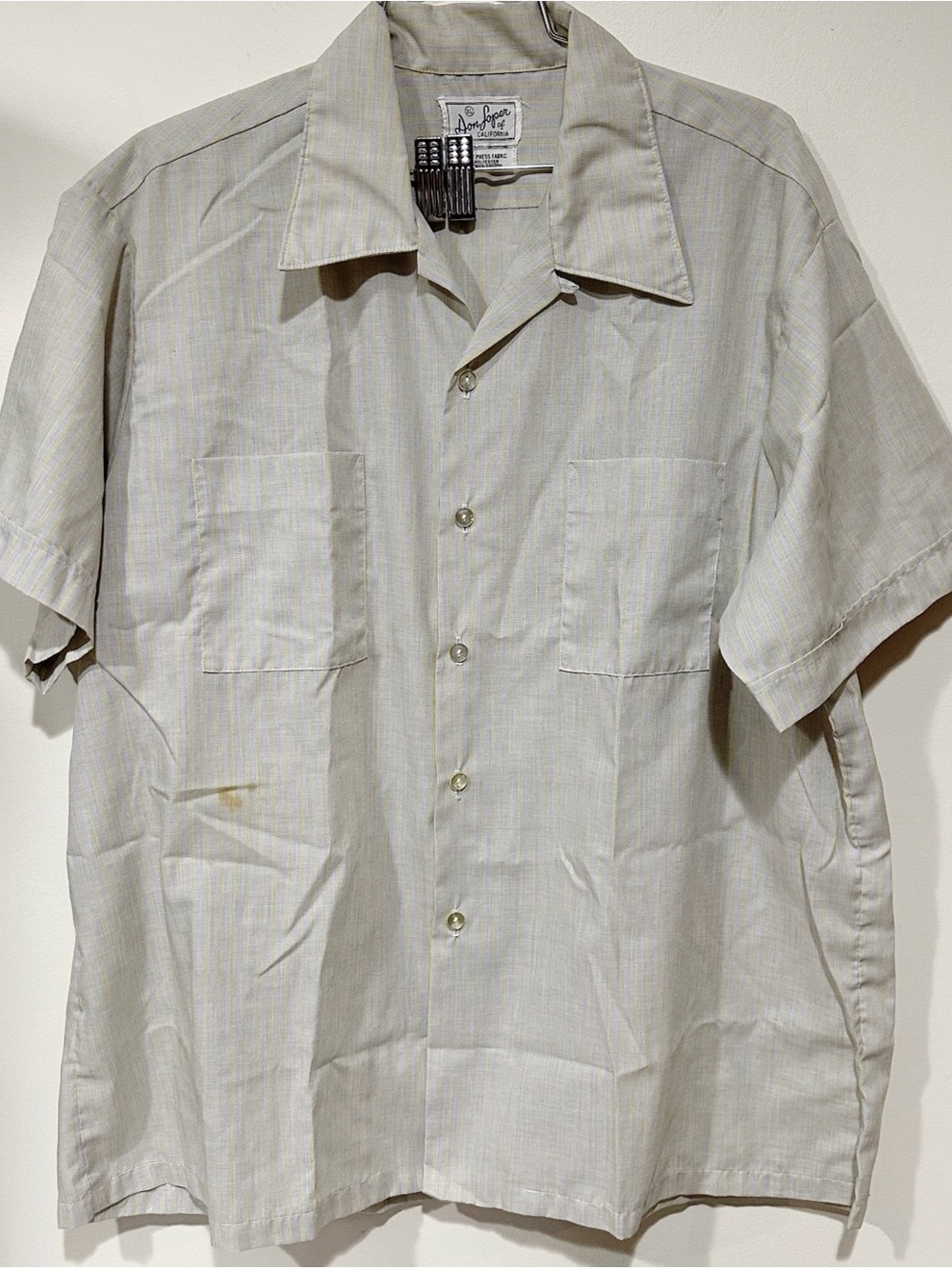 Short-Sleeve Casual Button-Down Shirt - Light Beige